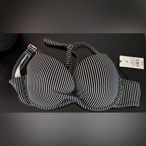 Shade & Shore Black and White Striped Bikini top. Halter style